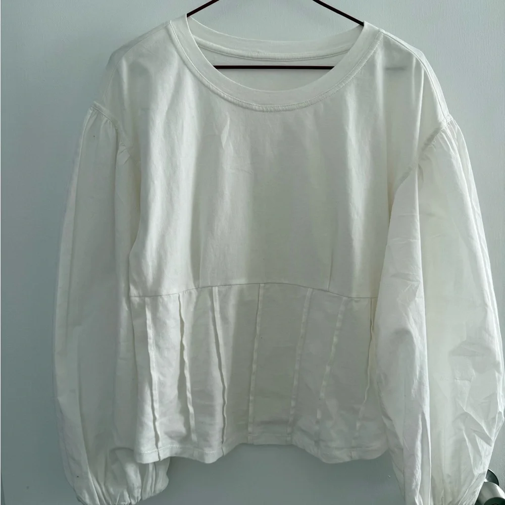 Women's White corset balloon sleeve Long Sleeve Top size small - Picture 1 of 3